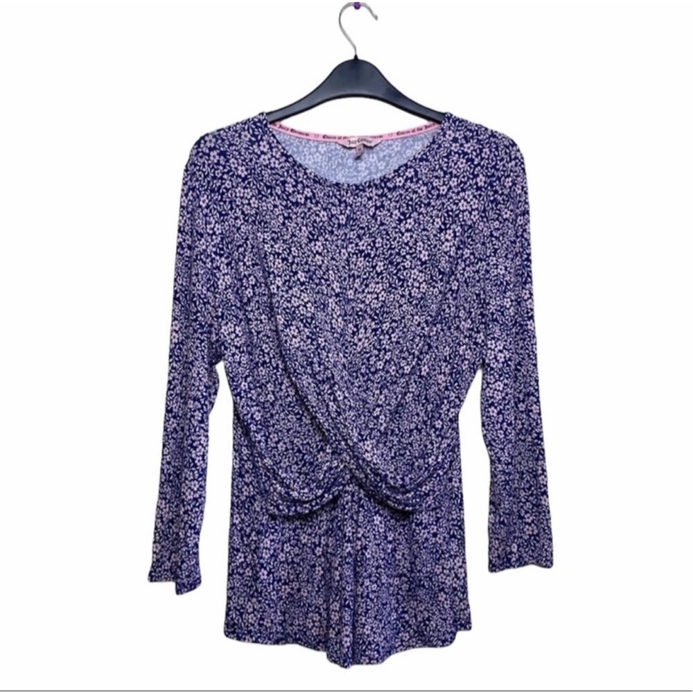 Juicy Contour Dark‎ Purple Floral Fitted Cross Over Blouse